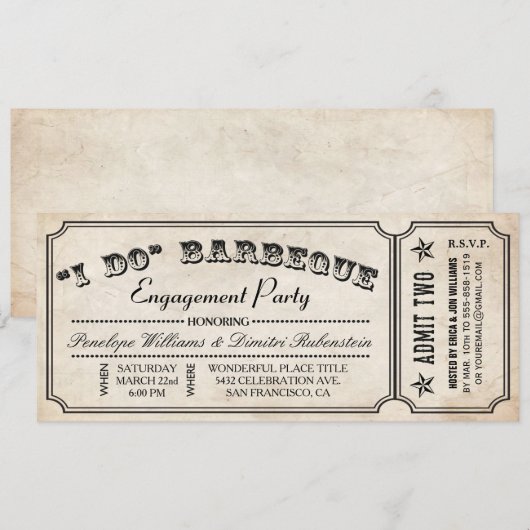 I DO BBQ 券 招待状 | 婚約パーティー (正面/裏面)