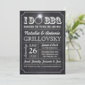 I DO BBQ 招待状 | 黒板 & ダイヤモンドリング (スタンド正面)