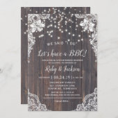 I DO BBQ 素朴 Lace & String Lights披露宴 招待状 (正面/裏面)