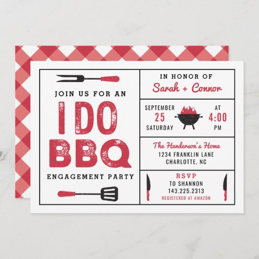 I Do BBQ 結婚前パーティー招待状 (正面/裏面)