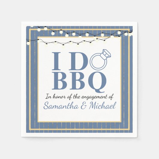 I Do BBQ 結婚前パーティー ウェディングシャワー スタンダードカクテルナプキン (正面)