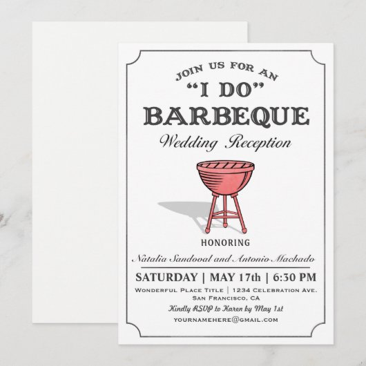 I DO BBQ 結婚披露宴 招待状 (正面/裏面)