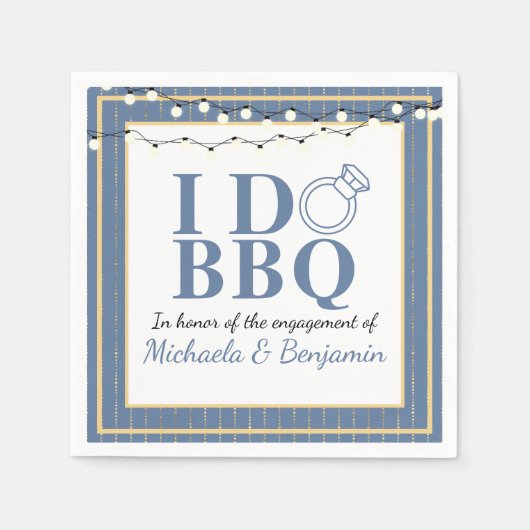 I Do BBQ 結婚記念パーティー カップルシャワー スタンダードカクテルナプキン (正面)