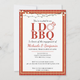 I Do BBQ 赤いエンゲージメントパーティー カップルシャワー 招待状