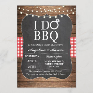 I DO BBQ 赤いパーティー招待状 黒板スタイル 招待状
