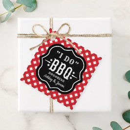 I Do BBQ 赤チェックの結婚式 フェイバータグ
