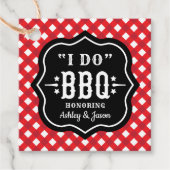 I Do BBQ 赤チェックの結婚式 フェイバータグ (正面)