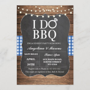 I DO BBQ 青いカップルシャワーチョーク招待状 招待状