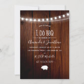 "I DO BBQ"風の裏庭のストリングライトの招待 招待状 (正面)