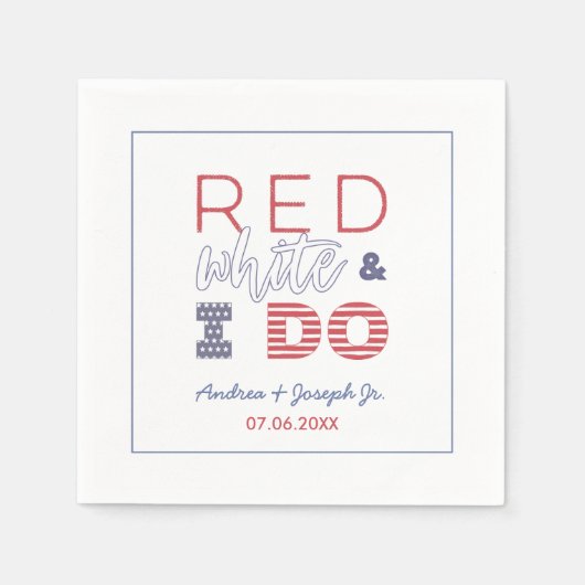 I Do BBQ 4th 7月ウェディングシャワーリハーサルディナー スタンダードカクテルナプキン (正面)