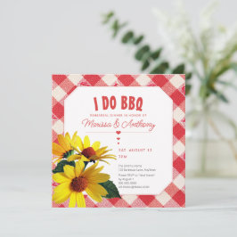 I DO BBQ casual vintage gingham daisies rehearsal カード