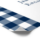 I Do BBQ Farmhouseネイビー素朴ブループレイドウェルカム ポスター (角)