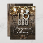 I DO BBQ Mason 素朴 Jars Lightsウッド婚約 インビテーションポストカード (正面/裏面)