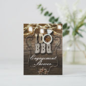 I DO BBQ Mason 素朴 Jars Lightsウッド婚約 インビテーションポストカード (スタンド正面)