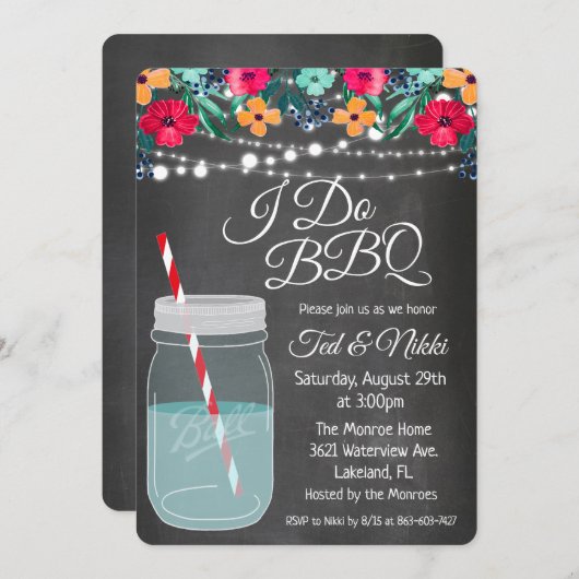 I do BBQ Mason Jar招待状 招待状 (正面/裏面)