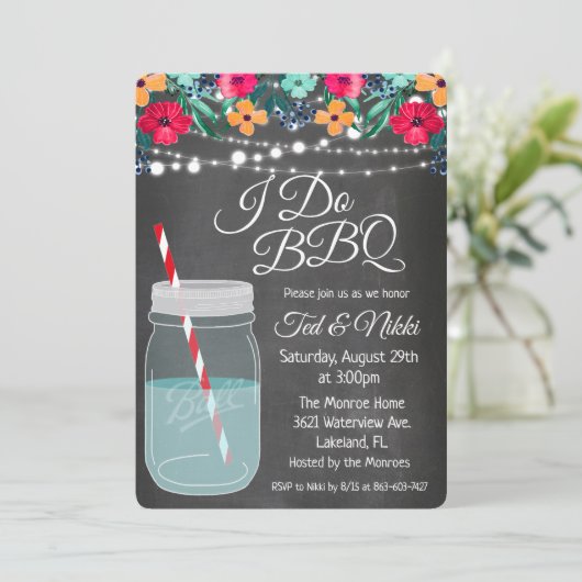 I do BBQ Mason Jar招待状 招待状 (スタンド正面)