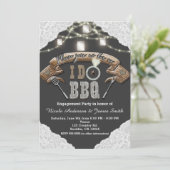 I DO BBQ Mason Jar Lights & Lace Gray婚約 招待状 (スタンド正面)