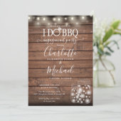 I Do BBQ Mason Jarsフォト素朴婚約 招待状 (スタンド正面)