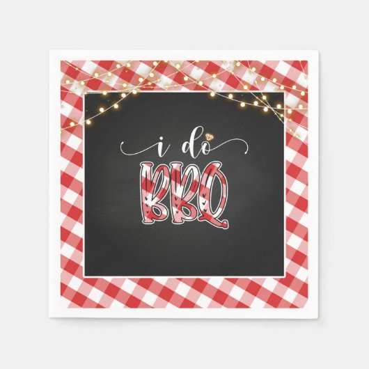 I Do BBQ Paper Napkin - Gingham スタンダードカクテルナプキン (正面)