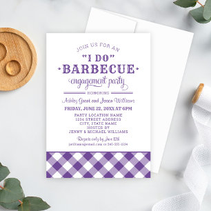 I Do BBQ Purple 結婚's婚約パーティ 招待状