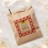 I Do BBQ Red Gingham and Sunflower フェイバーバッグ (クリップ留めされた状態)