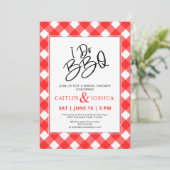 I Do BBQ Red Plaid Party Bridal Shower Invitation 招待状 (スタンド正面)