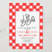 I Do BBQ Red Plaid Party Bridal Shower Invitation 招待状 (正面/裏面)