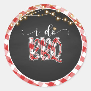 I Do BBQ Round Sticker - Gingham ラウンドシール