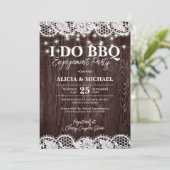 I DO BBQ rustic wood lace engagement party 招待状 (スタンド正面)