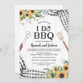 I Do BBQ Shower Black and White with Sunflowers 招待状 (正面/裏面)