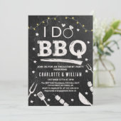 I Do BBQ String Lights Rustic Engagement Party 招待状 (スタンド正面)