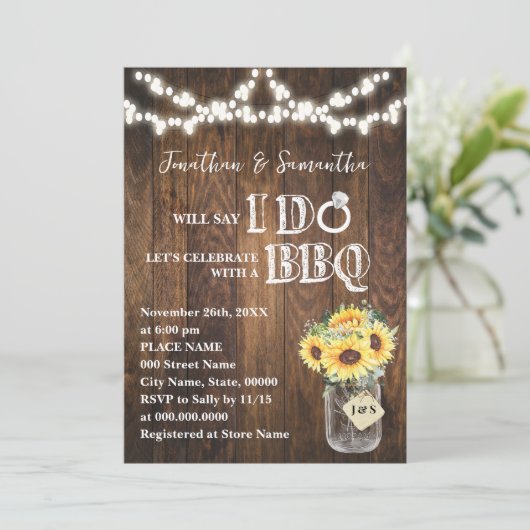 I do BBQ Sunflowers Western Couples Shower 招待状 (スタンド正面)