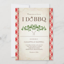 I Do BBQ Wedding Invitations Red Gingham Pattern 招待状