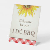 I Do BBQ Welcome Sign Red Gingham 台座サイン (正面)