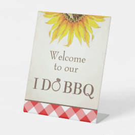 I Do BBQ Welcome Sign Red Gingham 台座サイン