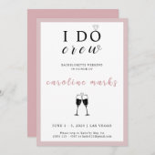 I Do Crewバチェロレッテ（ピンクと白） 招待状 (正面/裏面)