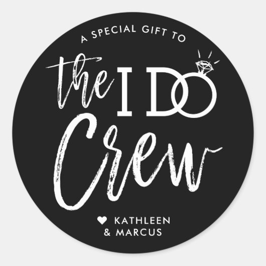 「I Do Crew」| ウェディングパーティーのお礼 ラウンドシール (正面)