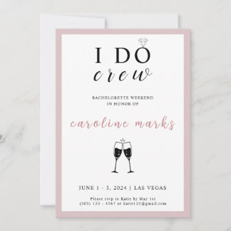 I Do Crew ブライズメイド パーティー ピンクとホワイト 招待状