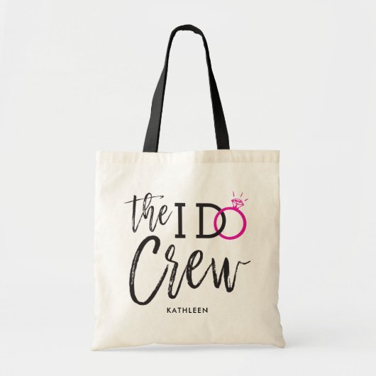 『I Do Crew』|結婚式の名前をカスタムするD.ピンク トートバッグ (正面)