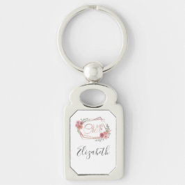 I Do Crew Pinkフローラ赤面ピンク花グリーン キーホルダー