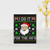 I Do It For The Ho's Santa Funny Inappropriate Chr カード (黄色い花)