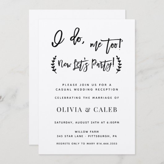 I Do Me Too: Reception Only 招待状 (正面/裏面)