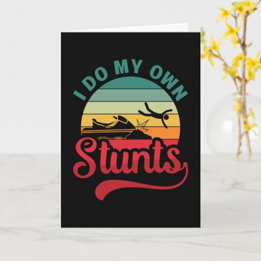 I Do My Own Stunts Jet Ski Retro Jet Skiing Jetski カード (黄色い花)