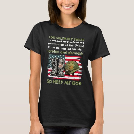 I Do Solemnly Swear So Help Me God American Flag V Tシャツ (正面)