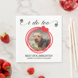I Do Too Red Heart Wreath Dog Photo Wedding スタンダードランチョンナプキン