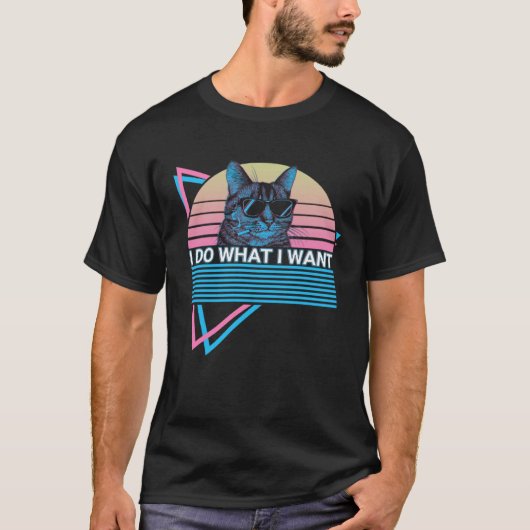 I Do What I Want  Cat Retro Tシャツ (正面)