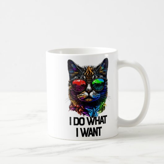 I Do What I Want Cat With Sungles  コーヒーマグカップ (右)