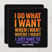 I Do What I Want Where I Want Funny Husband Wife  招待状 (正面/裏面)