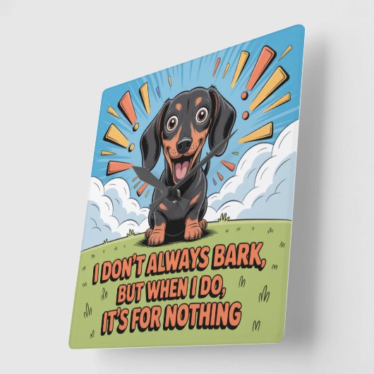 I Don’t Always Bark, It’s For Nothing スクエア壁時計 (傾斜)