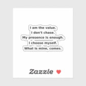 I Don’t Chase. I Command. | Self-Love Affirmation  シール (シート)